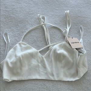 Superdown White Strappy Bralette